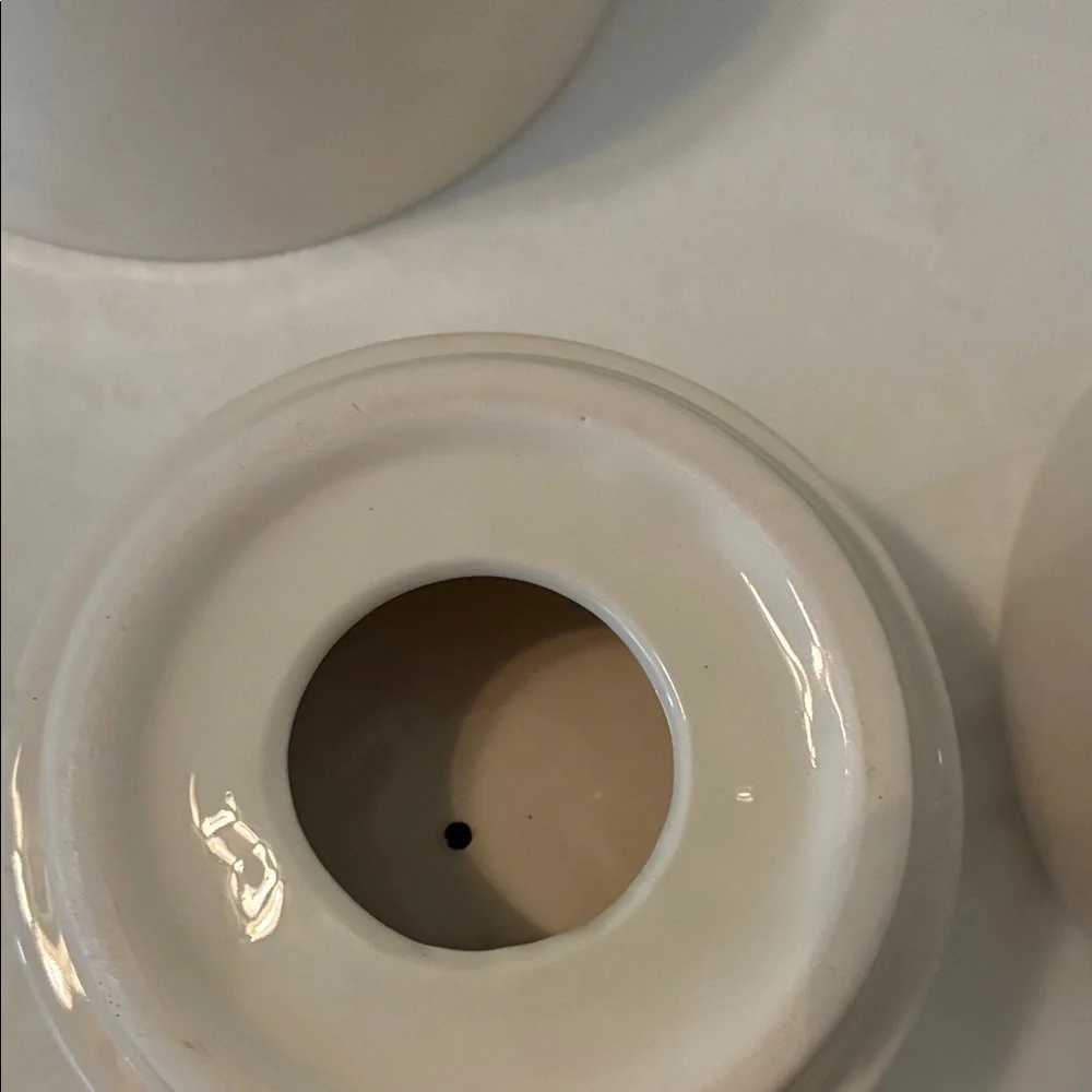 Rae Dunn White Ceramic Dog Treat Jar and Bowl Set